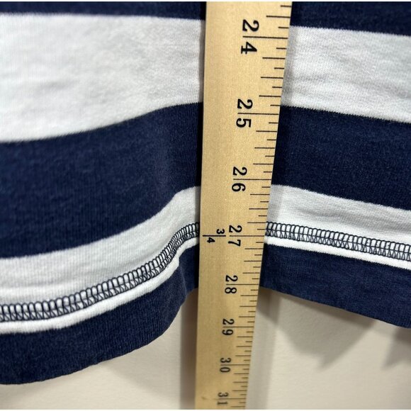 VTG LANDS' END Henley Top Unisex L 42-44 Striped Blue/White Nautical Classic - Picture 6 of 8